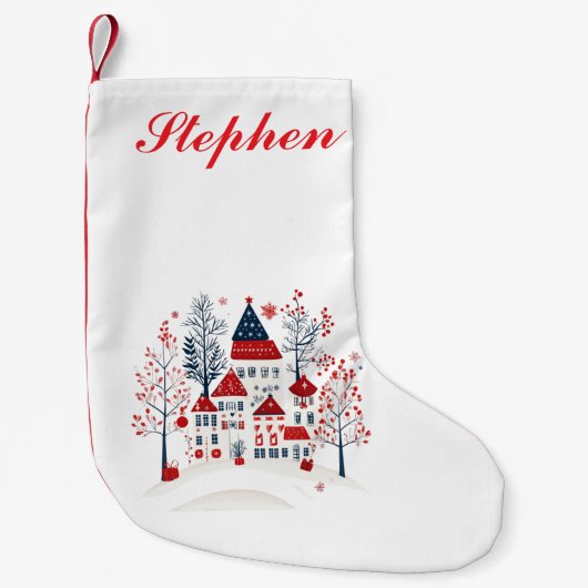 Nordic Village mit persönlicher Touch Kleiner Weihnachtsstrumpf (Vorderseite)