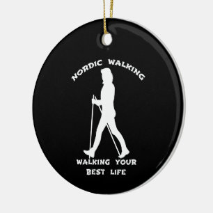 Nordic Walking Alternative Schwarz-Weiß-Seiten Keramik Ornament