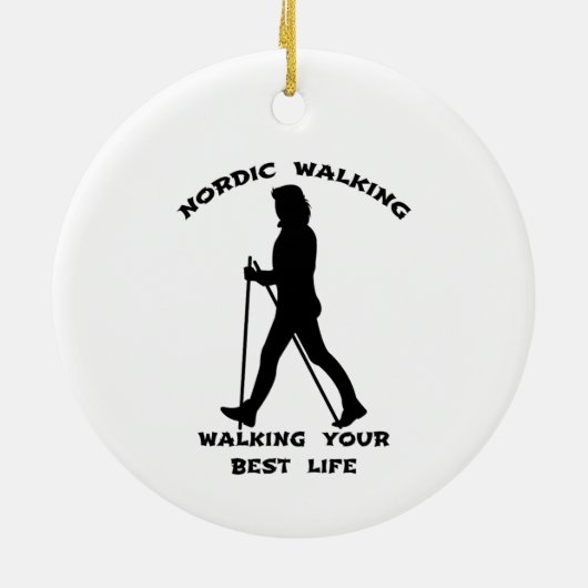 Nordic Walking Alternative Schwarz-Weiß-Seiten Keramik Ornament (Hinten)