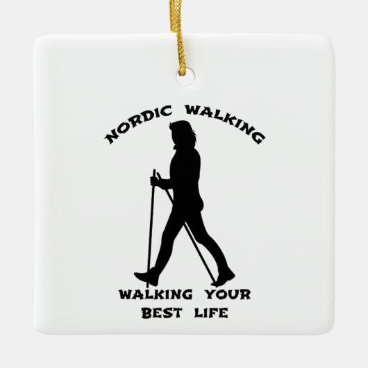 Nordic Walking - Das beste Leben Keramikornament (Vorderseite)