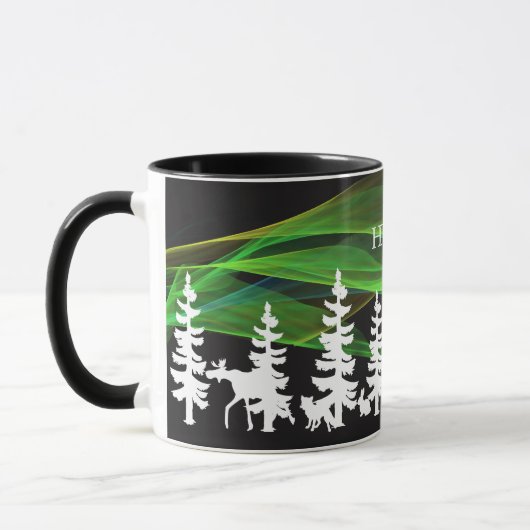 Nordic Walking in Weiß mit Nordlichter Tasse (Links)