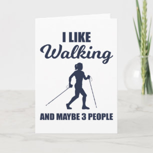Nordic Walking Walker Frau mit Sticks Geschenk Karte