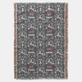 Nordic White Rentier Muster in Grau und Rot Decke (Vorderseite Vertikal)