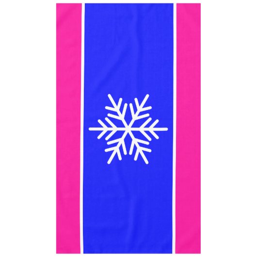 Nordic White Snowflake Alpin Rosa Streifen Tischdecke (Vorderseite)