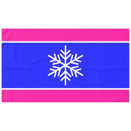 Nordic White Snowflake Alpin Rosa Streifen Tischdecke (Vorderseite (Horizontal))