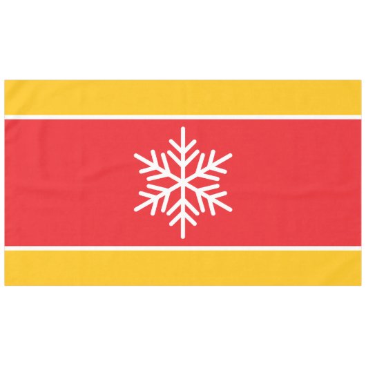 Nordic White Snowflake Bright Red Gelb Streifen Tischdecke (Vorderseite (Horizontal))