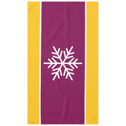 Nordic White Snowflake Burgundgelbe Streifen Tischdecke (Vorderseite)