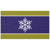 Nordic White Snowflake Navy Blue Olive Stripes Tischdecke (Vorderseite (Horizontal))