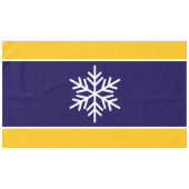Nordic White Snowflake Navy Blue Yellow Strips Tischdecke (Vorderseite (Horizontal))