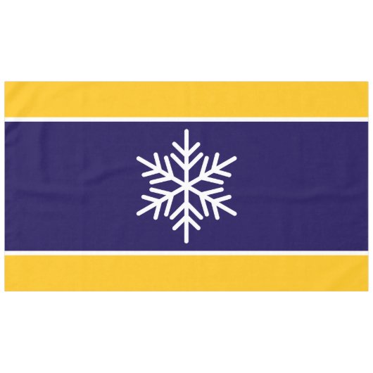 Nordic White Snowflake Navy Blue Yellow Strips Tischdecke (Vorderseite (Horizontal))