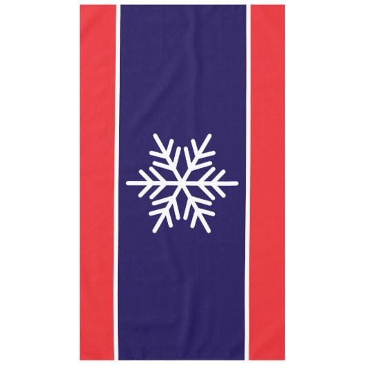 Nordic White Snowflake Navy Bright Red Strips Tischdecke (Vorderseite)