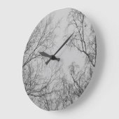 Nordic Winter Birch mit Tit Birds Foto Große Wanduhr (Winkel)
