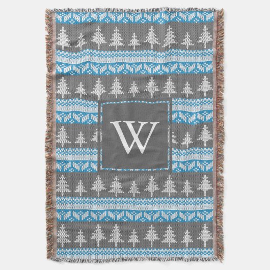 Nordic Winter Bronze Baummuster Mit Monogramm Decke (Vorderseite Vertikal)