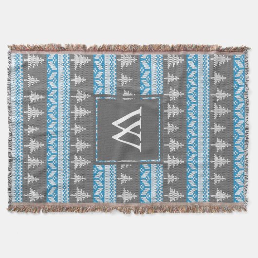 Nordic Winter Bronze Baummuster Mit Monogramm Decke (Vorderseite)