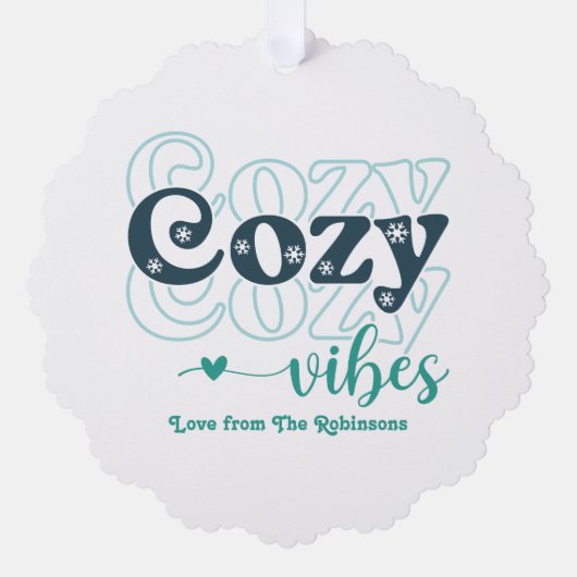 Nordic Winter Cosy Vibes Retro Weihnachts-Foto Ornament Karte (Vorderseite)