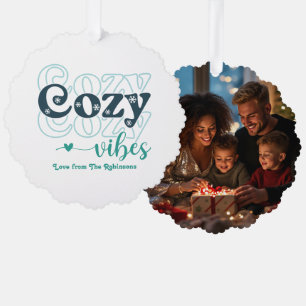 Nordic Winter Cosy Vibes Retro Weihnachts-Foto Ornament Karte