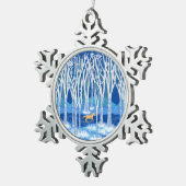 Nordic Winter Fjord Pferdefestival Schneeflocken Zinn-Ornament (Rechts)