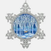 Nordic Winter Fjord Pferdefestival Schneeflocken Zinn-Ornament (Vorderseite)
