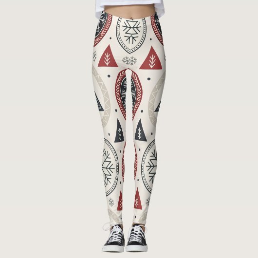 Nordic Winter Leggings – Scandinavian Geometric (Vorderseite)