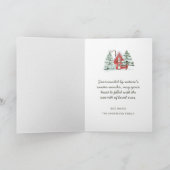 Nordic Winter Red Barn Pine Weihnachtsbaum Karte (Innenseite)