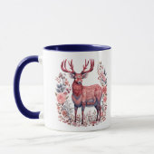 Nordic Winter Rentier Pink Blue Monogram Tasse (Links)
