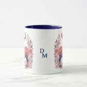 Nordic Winter Rentier Pink Blue Monogram Tasse (Zentrum)