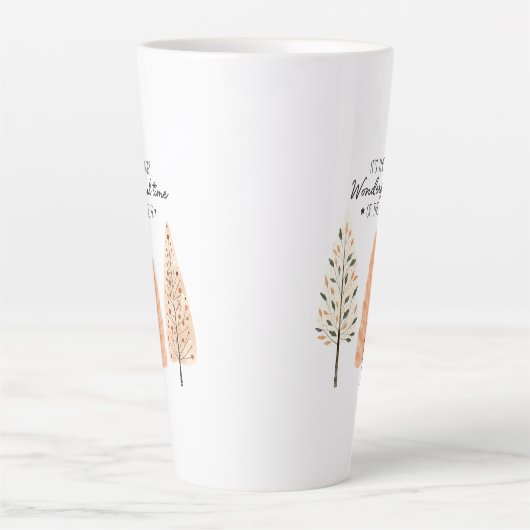 Nordic Winter Scene Minimal Pine Weihnachtsbaumen Milchtasse (Vorderseite)