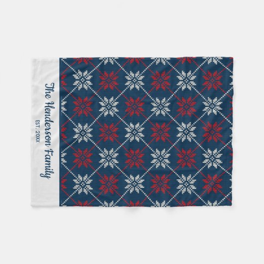 Nordic Winter Snowflake Muster Gemütlicher, indivi Fleecedecke (Vorderseite (Horizontal))