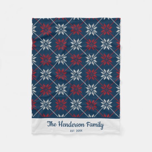 Nordic Winter Snowflake Muster Gemütlicher, indivi Fleecedecke (Vorderseite)