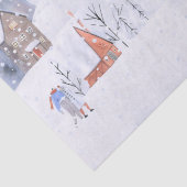 Nordic Winter Snowy Mountain Ski Village Night Sky Seidenpapier (Detail)