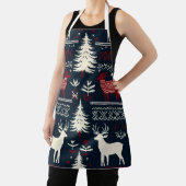 Nordic Winter Strick Pattern mit Rentier und Kiefe Schürze (InSitu)