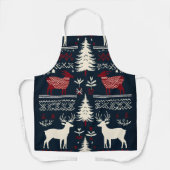 Nordic Winter Strick Pattern mit Rentier und Kiefe Schürze (Vorderseite)