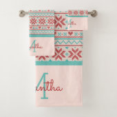 Nordic Winter Sweater Imitate Strick Muster Monogr Badhandtuch Set (Insitu)