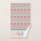 Nordic Winter Sweater Imitate Strick Muster Monogr Badhandtuch Set (Handtuch)