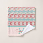 Nordic Winter Sweater Imitate Strick Muster Monogr Badhandtuch Set (Waschlappen)