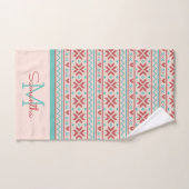 Nordic Winter Sweater Imitate Strick Muster Monogr Badhandtuch Set (Handtuch)