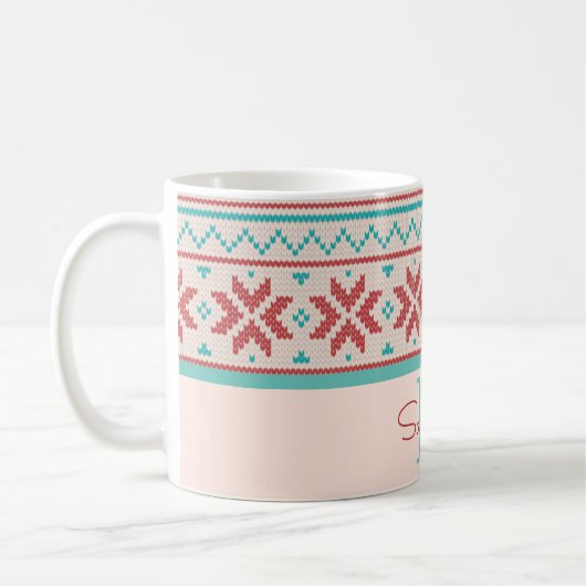 Nordic Winter Sweater Imitate Strick Muster Monogr Kaffeetasse (Links)