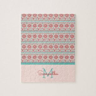 Nordic Winter Sweater Imitate Strick Muster Monogr Puzzle