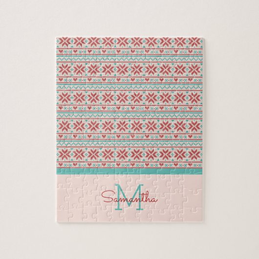 Nordic Winter Sweater Imitate Strick Muster Monogr Puzzle (Vertikal)