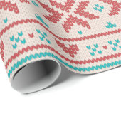 Nordic Winter Sweater Imitats Strick Aqua & Red Mu Geschenkpapier (Rolleneckpunkt)