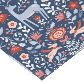 Nordic Woodland Animals Blaues Muster Kurzer Tischläufer (Ecke)