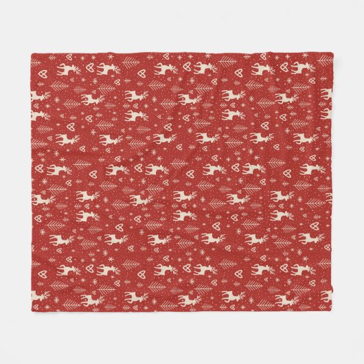 Nordic Yuletide Reindeer Fleecedecke (Vorderseite (Horizontal))