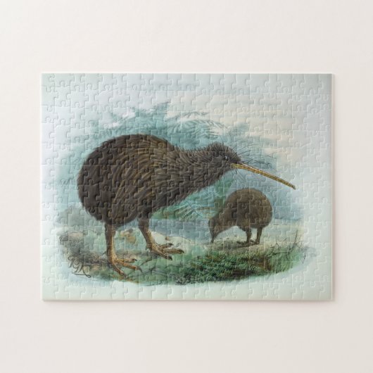 Nordinsel-Brown-Kiwi-Vintage Vogel-Illustration Puzzle (Horizontal)