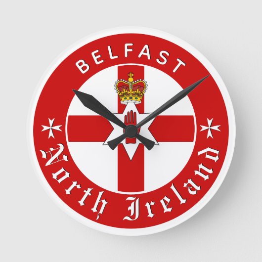 Nordirische Uhr, Belfast, irische Ulster-Flagge Runde Wanduhr (Vorderseite)