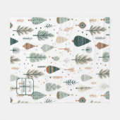 Nordische Bäume Skandi-Monogramm-Name Fleecedecke (Vorderseite (Horizontal))