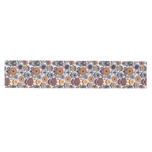 Nordische Blume Folk Art Pattern Mittelgroßer Tischläufer (Horizontal)