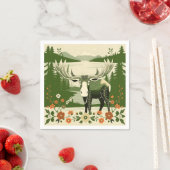 Nordische Elche mit Blumenmuster Serviette (Beispiel)