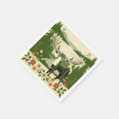 Nordische Elche mit Blumenmuster Serviette (Ecke)