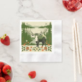 Nordische Elche mit Blumenmuster Serviette (Beispiel)