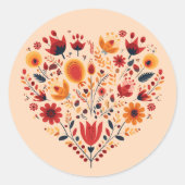 Nordische HerzValentine Runder Aufkleber (Vorderseite)